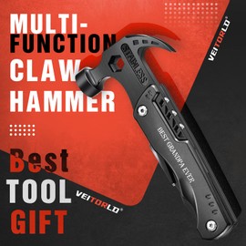 VEITORLD Survival Hiking Tools Hammer Multitool, Gifts for Grandpa for Christmas, Best Grandpa Ever Gifts, Cool Gifts for Grandparents Who Have Everything, Stocking Stuffers for Men, Cool Gadgets