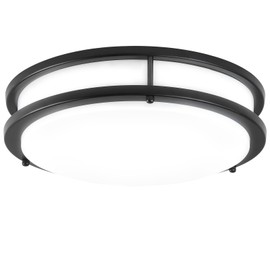 DLLT 30W Modern LED Flush Mount Ceiling Light with Remote, 13 Inch Dimmable Black Round Ceiling Lighting Fixture for Bedroom, Kitchen, Hallway, Night Light Mode, 3000K-6000K 3 Color Changeable