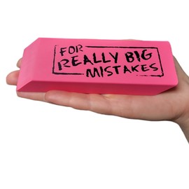 Jumbo Big for Really Big Mistakes Wedge Pink Erasers (5.5" x 2") Large Pencil Rubber Eraser Back to School Stationery Supplies, Joke Gag Gift for Work and School Adults and Kids (1)