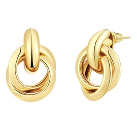 Kyerlyn Chunky Gold Earrings for Women Trendy Gold Statement Earrings Large Dangle Drop Earrings Hoop Gold Jewelry Gifts