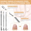 10Pcs Cuticle Pusher Cutter and Remover, Professional Double Ended Stainless