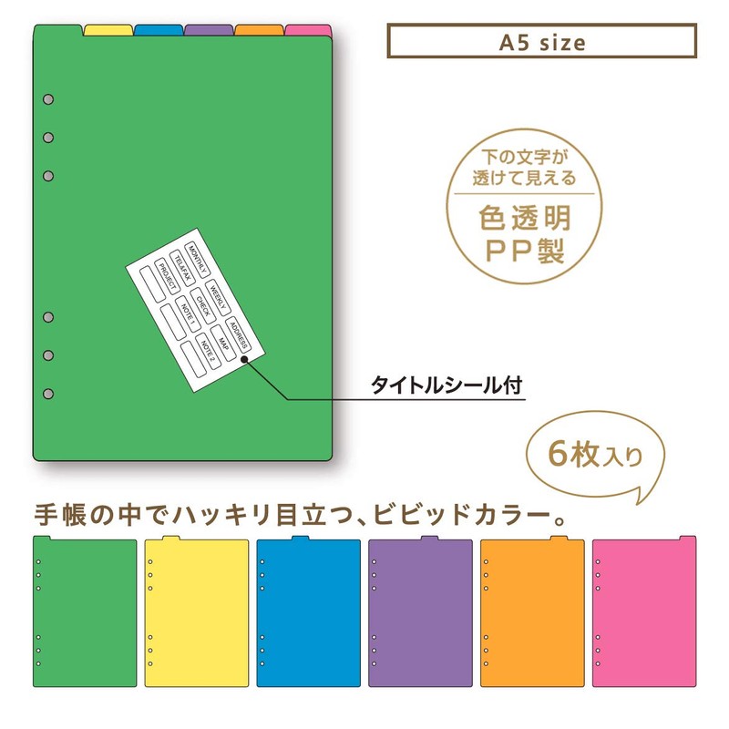 Raymay Fujii Da Vinci Notebook Refill, Color Index, 6 Sections,