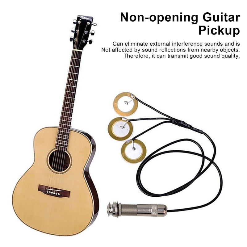 Guitar Pickup Avoid Trepanning SelfAdhesive Piezo Transducer for Acoustic Ukulele(Black