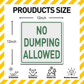 BTHUKO 12" x 12" No Dumping Allowed Hwy Sign