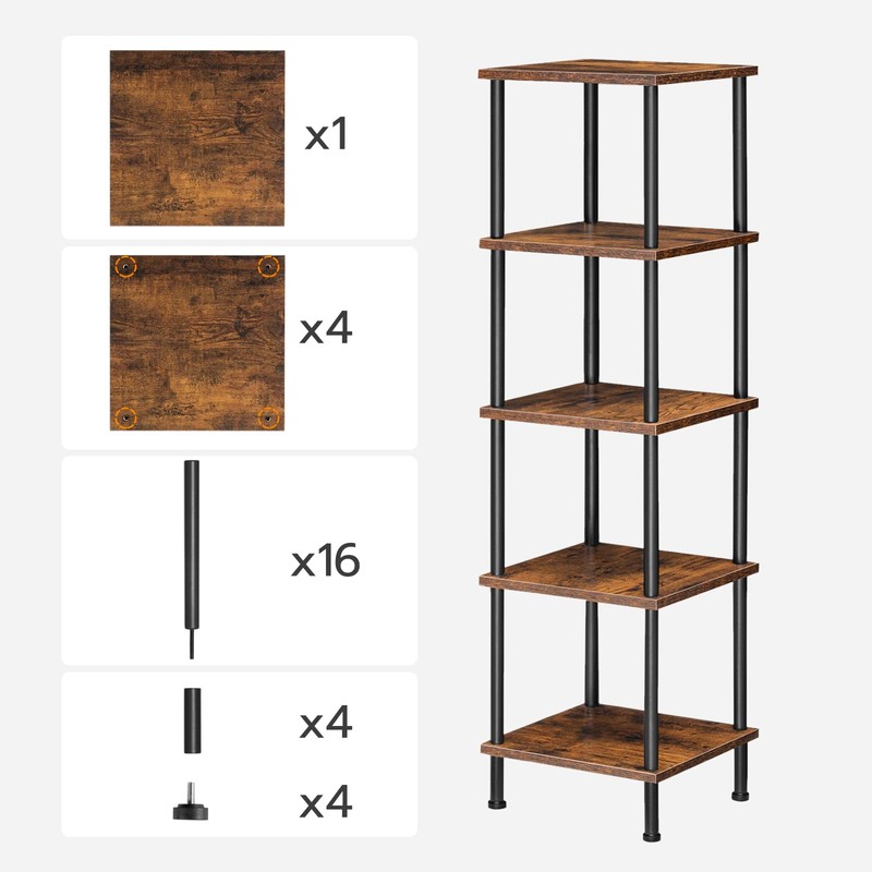 HOOBRO 5-Tier Corner Shelf Stand, Corner Square Rack Display Shelf,