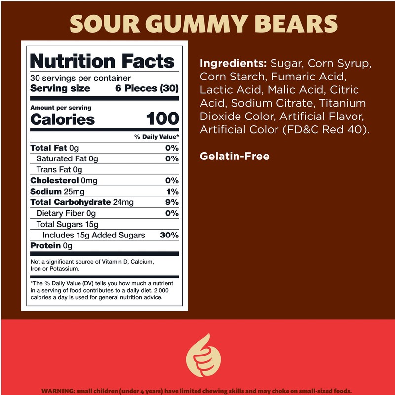 Sour Gummi Bears Candy | 2 Pound Pack | Gelatin