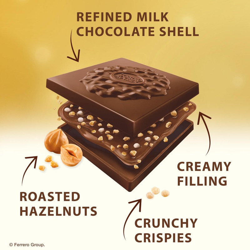 Ferrero Rocher Premium Hazelnut Milk chocolate squares, Valentine's Day Chocolate