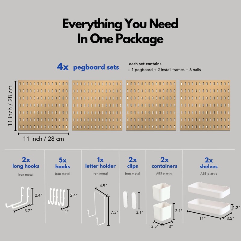 Keepo Pegboard Combination Kit, Pegboards and Accessories Modular Hanging for