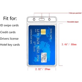 KINGSUM 10 Pcs Vertical ID Badge Holders Sealable Waterproof Clear Plastic Holder, Fits RFID/Proximity/Badge Swipe Cards or Credit Card (10)
