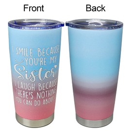 CTIGERS Funny Sister Tumbler with Lid and Straw Insulated Travel Mug Gifts for Sister from Sbling, Birthday,Christmas,Thank Giving Day,Wedding Gifts for Sister 20 oz BLACK