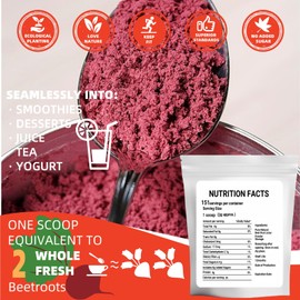 Real Beet Root Powder,Natural Super Beet Juice Superfood Powder for men,1Bl(454g),Filler Free,Freshly Picked,No Added Sugar,Vegan,Great Flavor for Drinks,Smoothie Mix,Beverages and Baking ﻿