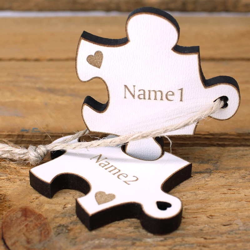Key Pendant Name Badges Puzzle Set of 2 with Name