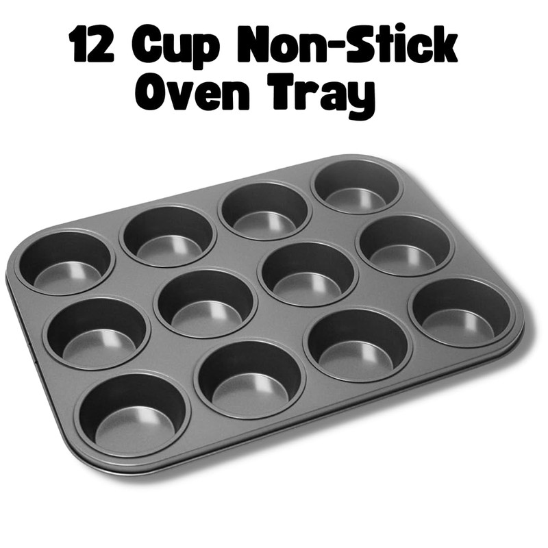 Invero® 12 Cup Non-Stick Oven Tray Ideal for Baking Muffins,