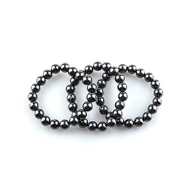 KASHU Shungite Gemstone Straight from Karelia: 3 x Black Pearl Bracelet, Shungite