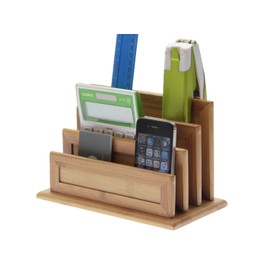 Woodquail 3-Slot Letter Holder Paper Sorter Rack Stand, Made of Natural Bamboo