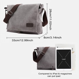 Kiss me Cross Body Bag for Men, Canvas Messenger Shoulder Bags for Work School Hiking Travel (khaki)