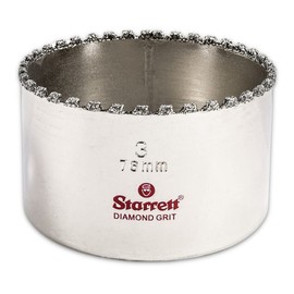 Starrett Diamond Grit Hole Saw - Ideal for Drilling Small Diameter Holes - 3" Diameter, 1-5/8" Cutting Depth, 5/8-18 Thread Size, XA2/XA10 Arbor Type, Silver - KD0300-N