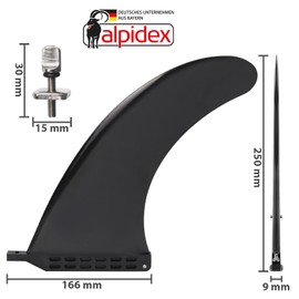 ALPIDEX Finne SUP/Surf Universal 9 Inch Surfboard Fins Replacement Accessories Stand Up Paddle Board Longboard Surfboard Central Fin Middle Fin Long Paddling Board Centre Fin - Universal SUP Fin
