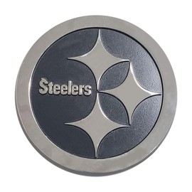 FANMATS 28918 Pittsburgh Steelers 3D Chrome Metal Auto Emblem - Steelers Primary Logo, Black metal with chrome accents