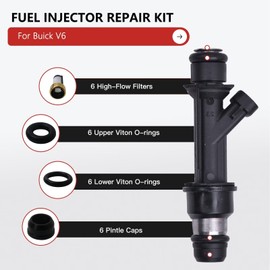 Gxcdizx Sets of 6 Fuel Injector Service Repair Kit O-Rings Filters Seals Pintle Caps V6 for 2000-2003 Pontiac Grand Am SE1 Coupe 2-Door 3.4L 207Cu. In. V6 GAS OHV Naturally Aspirated