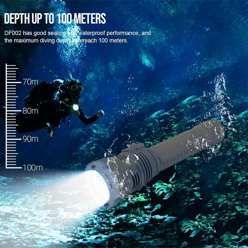 TrustFire DF002 Diving Light, 3200 Lumen Scuba Diving Flashlight IPX8