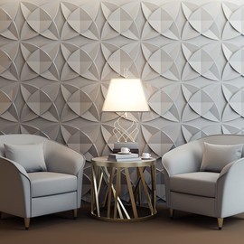 Art3d Decorative Textured PVC 3D Wall Panels for Interior Wall Decor in Living Room, Bedroom in White, Pack of 33 Tiles, 32Sq.Ft