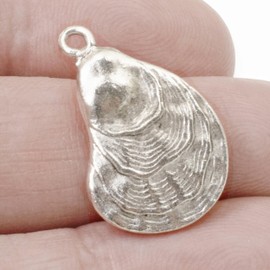 Generic 2 Silver Oyster Charms - Coastal Oyster Shell Pendants - Ocean Inspired Jewelry - Beach Earrings - Necklace Pendants - Nunn Design