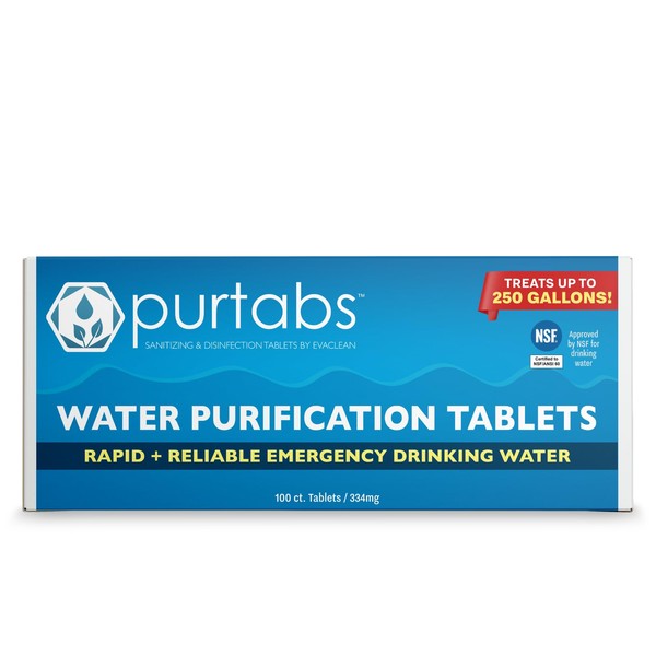 PurTabs 334g Water Purification Tablets - 100 Tabs Pack for