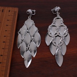 Grace Jun Handmade Silver Plated Clip on Earrings No Pierced for Women Charm Ear Clip (Silver Clip-on)