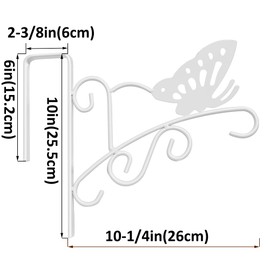 MINGFANITY Fence Hanging Brackets for Plants, Bird Feeders, Lights, No Drilling Need, White, 2 Pack
