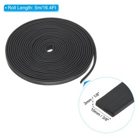 PATIKIL 16.4Ft Foam Rubber Strips, 10mm Wide 3mm Thick EPDM Rubber Soundproof Foam Seal Strip Sealing Foam Tape for DIY Gasket Sealing Door Window Insulation, Black