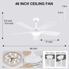 Kviflon Ceiling Fans with Lights and Remote, 46 Inch Modern