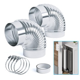 Air Jade 2 Pcs 90 Degree Dryer Vent Elbow, 4" Diameter Metal Elbow Vent Connector for Dryers, HVAC Duct Pipe Ductwork, Galvanized Dryer Vent Elbow Connector for Tight Space