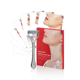 Mascarilla antiarrugas para el cuello 7EA + parches reafirmantes para el cuello con rodillo, mascarilla coreana de colágeno profundo para reafirmar y tensar el cuello, mascarilla de malla dirigida