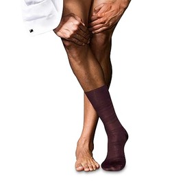 FALKE Men's Highshine Socks Breathable Climate Regulating Silk Cotton Elegant Light Shiny Soft Flat Seam for Pressure-free Toe Timeless Stripes Business 1 Pair, Red (Barolo 8526)