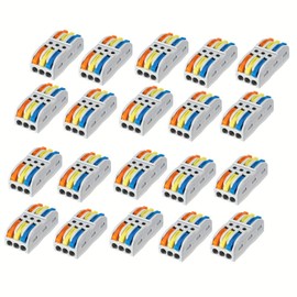 Lever Wire Connectors,HTCELLE15-Piece Electrical Connectors Splice Kit Assortmentor Quick Connects, 3IN 3OUT Push in Compact Splicing Butt Terminals for Wiring 28-12 AWG