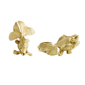 JSBWSFA 2 Pcs Goldfish Cabinet Knobs，Animal knobs Cabinets and Drawers Knobs for Cabinets Gold Drawer Knobs Metal Dresser Knobs Cabinet Handles