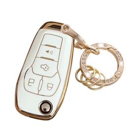 Kepdul for Ford Key Fob Cover Key Protective Flip Key Shell Holder Fit for Ford Fusion 2013 2014 2015 2016 N5F-A08TAA 164-R7986 5924003 (White)
