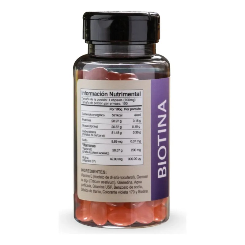 Pharmadan Biotina con Vitamina E 700mg 100 Cápsulas Suplemento Nutricional