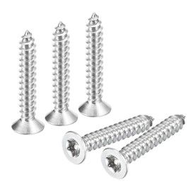 sourcing map Flat Countersunk Head Torx Screws, 50Pcs M4 x 25mm 304 Stainless Steel Tamper Proof Sheet Metal Screws with Bit T20, Self-Tapping Anti-Theft for Wood, Mechanical Industry (Silver)