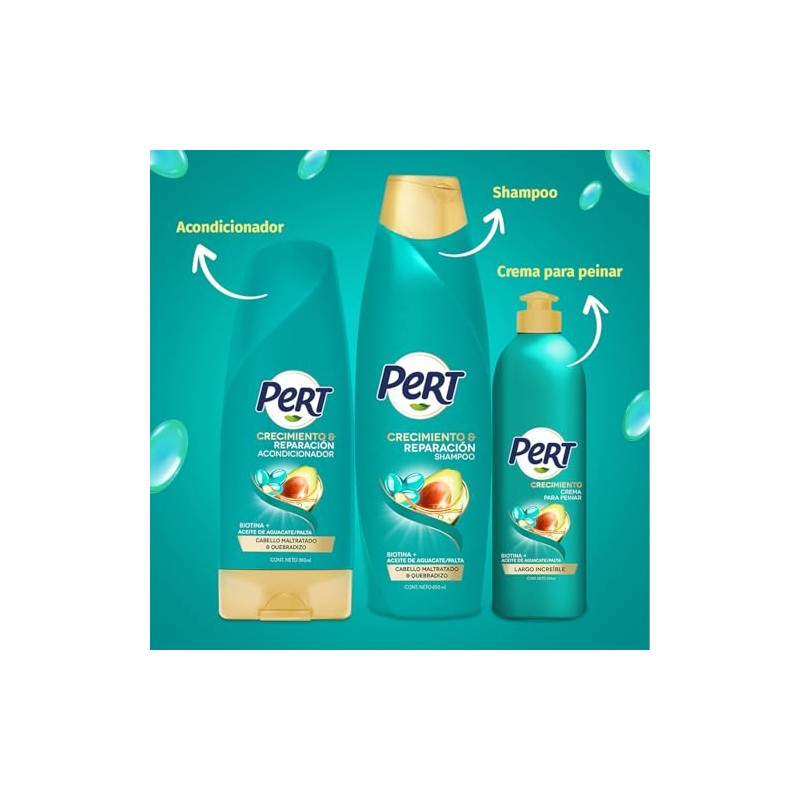 PERT, Shampoo Biotina y Aguacate | Repara el cabello maltratado
