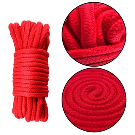 Soft Rope Cord, 2pack Soft Cotton Rope Thick Cotton Cord Craft Rope Thick Cotton Twisted Cord Each Rope10 M/33 Feet 8 MM (Black+ Red)