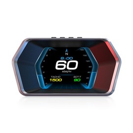 Yaouzicn P17 Heads Up Display for Cars, OBD2 and GPS Dual Mode Smart Gauge, Real Time Speed MPH, RPM, Voltage, Fuel Consumption Monitor with Overspeed Alarm for All Cars and Trucks