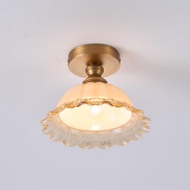 JFZANMUA 1 Light Brass Ceiling Light Fixture Vintage Close to Ceiling Light