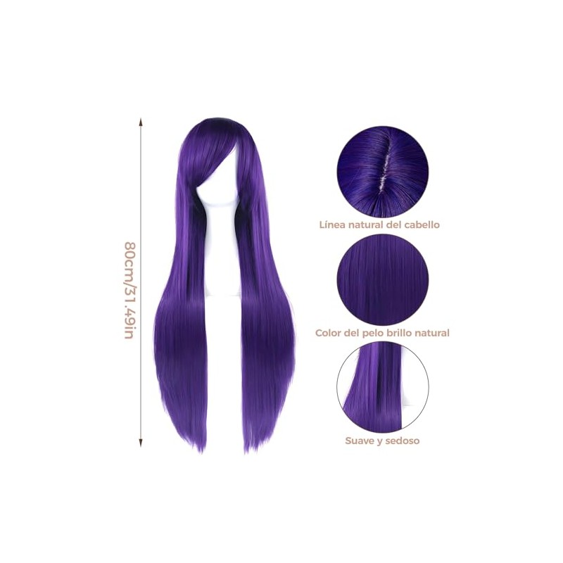 NCONCO Pelucas para Mujer, 80CM Moda Peluca Completa Peluca Recta