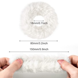 OIIKI White Fuzzy Hair Scrunchies 8pcs, Furry Hair Ties Bands with Faux Rabbit Fur, Soft Kawaii Fluffy Cute Elastic Hair Tie Ponytail Holders for Girls Women Halloween Christmas Hair Accessories