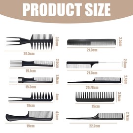 10 Pieces Hair Brush Comb Men Styling Round Brush Curling Comb Coarse Zinc Sleek Brush Beard Comb Hairdresser Comb Set Comb Men Beard Brush Curling Comb Men