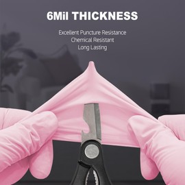 SwiftGrip Disposable Nitrile Gloves, Cherry Blossom, Large, 6-mil, Powder-Free, Latex-Free, Food Grade Gloves, Extended 12 Inches Cuff, Work for Cleaning, Hair Dye, Cooking (Box of 100)