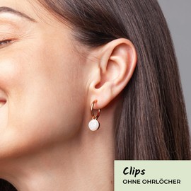 Ohrclips Creolen Roségold • Clip Ohrringe mit Charm in weiß zum Wechseln • vergoldeter Edelstahl & recyceltes Glas • nachhaltig & handmade • MIX AND MATCH • Ø 18 mm