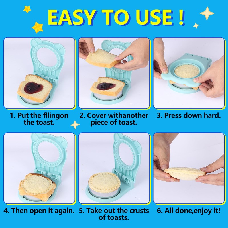 Sandwich Cutter and Sealer, Stainless Steel Uncrustable Sandwich Maker with